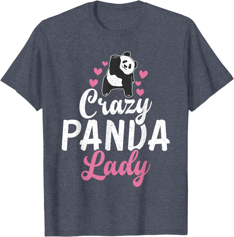 Panda Gifts and Acessories Crazy Panda Lady Panda Bear Lover T-Shirt - Heather Blue