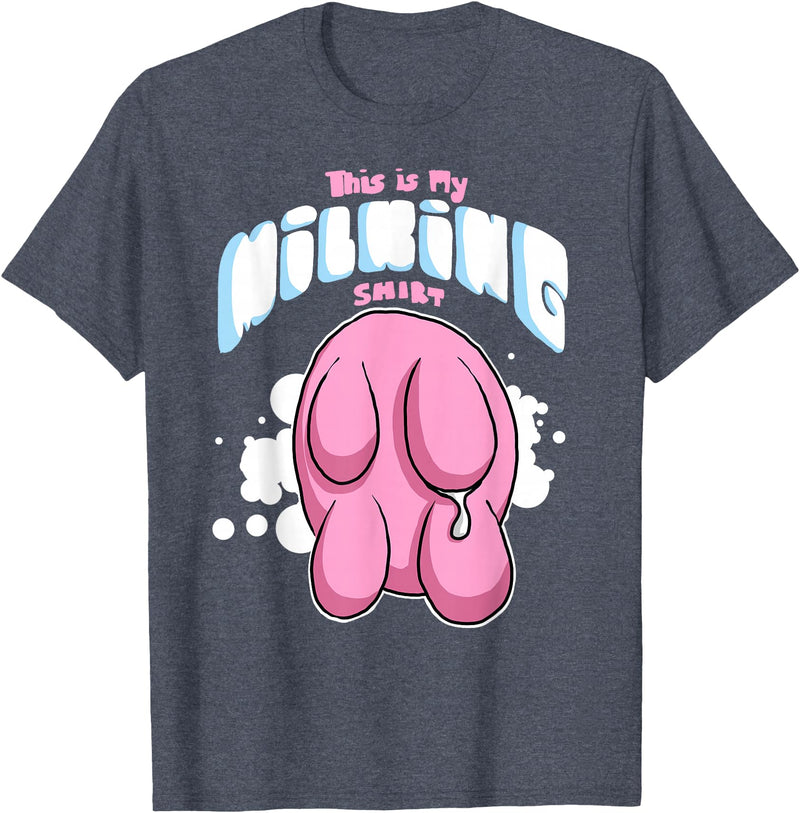 Eliaac Funny Dairy Farmers Milking Cows Womens This is My Milking Top Dairy Farming Cows Udders T-Shirt - Heather Blue