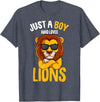 Funny Lion Apparel & Gift Ideas Just a Boy who loves Lions Toddler Boy Kids Lion T-Shirt - Heather Blue