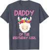 Llama Matching Birthday Party Theme Supplies Daddy of The Birthday Girl Llama First 1st Birthday Girl T-Shirt - Heather Blue