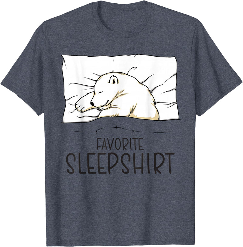 Sleeping & Napping Shirt Gifts For Nap Lovers Favorite Sleepshirt, Napping Polar Bear Pajama T-Shirt - Heather Blue