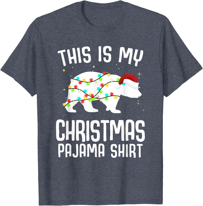 Funny Polar Bears Family Matching Wear Tees Polar Bear Christmas Pajama Santa Bear Lover T-Shirt - Heather Blue