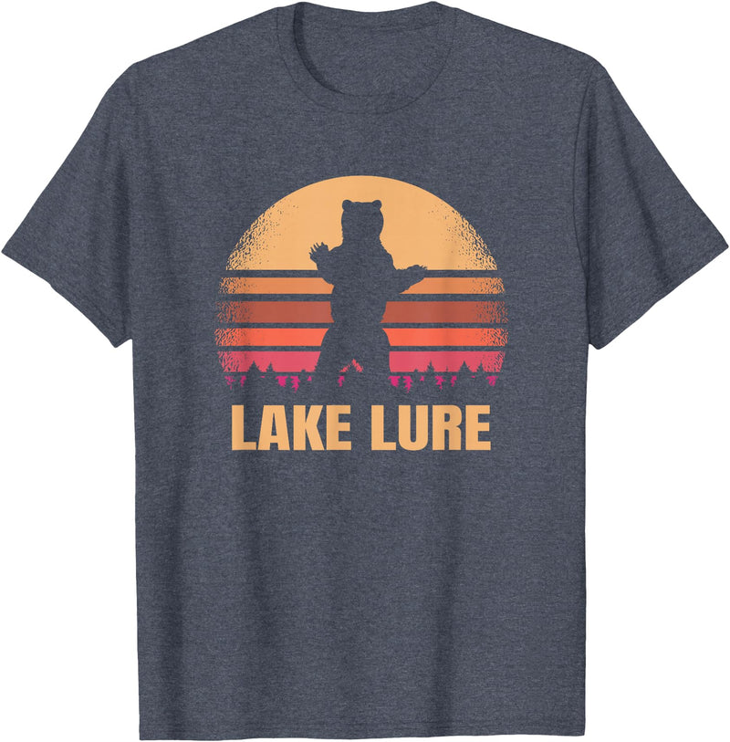 Lake Lure North Carolina Vintage NC Retro 80s Co. Lake Lure North Carolina Vintage Bear NC Distressed 80s T-Shirt - Heather Blue