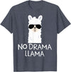 No Drama No Pob-Llama Alpaca Gifts No Drama Llama Alpaca with Sunglasses Llama Lovers Gift T-Shirt - Heather Blue