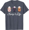 Highland Cow Nurse Life Costume Cute Highland Cow Nurse Life Farm Animal Lover Nursing T-Shirt - Heather Blue