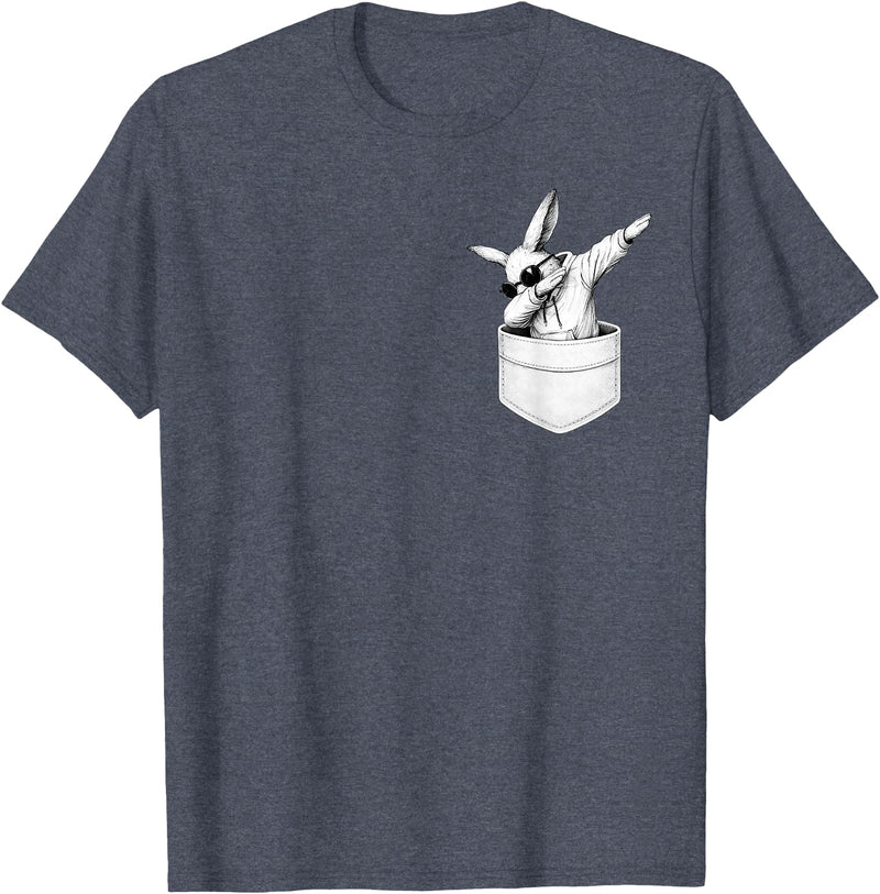 Easter Day Bunny in Pocket Cool Rabbit Men Women Kids T-Shirt in Heather Blue