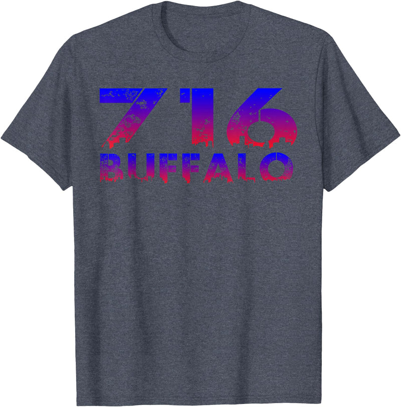 716 Tee's 716 Buffalo Skyline WNY pride T-Shirt - Heather Blue