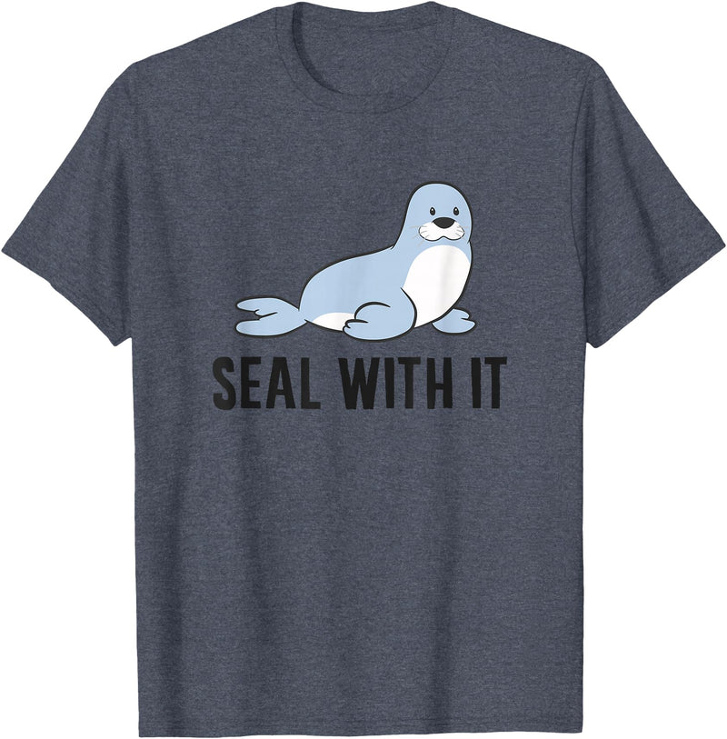 Funny Sea Lion Gifts Funny Sea Lion Pun Seal With It Cute Sea Lion T-Shirt - Heather Blue