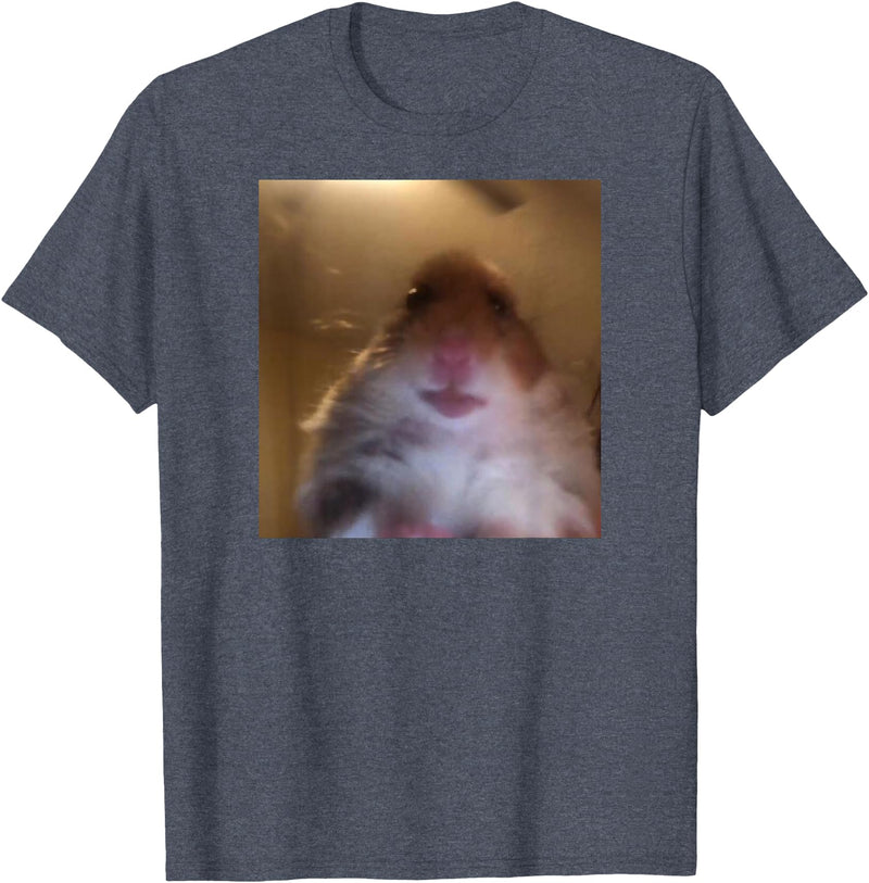 Hamster stares into the front camera I Internet Hamster Meme T-Shirt - Heather Blue