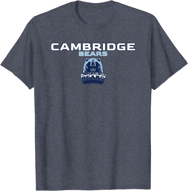 Official High School Fan Gear Cambridge High School Bears Stacked T-Shirt - Heather Blue