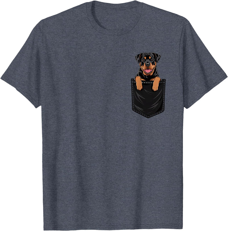 RottweilersBests Funny Rottweiler In Pocket Dog Mom Dad T-Shirt - Heather Blue