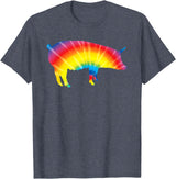 Cool Domestic Pig Lover Funny Warthog Gift Designs Tie Dye Pig Rainbow Print Boar Pork Swine Hippie Peace Gift T-Shirt - Heather Blue