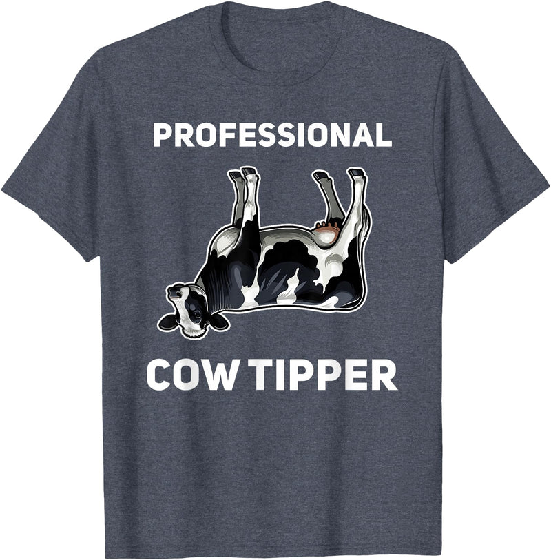 Varsity Cow Tipping by Zynx Professional Cow Tipper Funny Cow Tipping T-Shirt - Heather Blue
