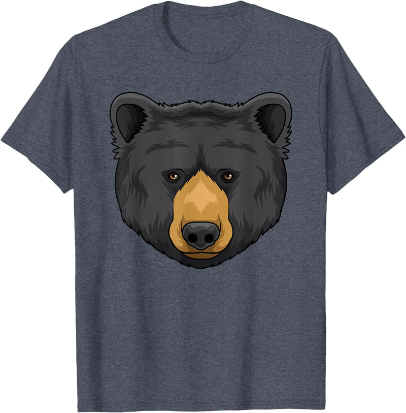 Wowsome! Black Bear Animal Head - Cute Black Bear Lover Women Men T-Shirt - Heather Blue