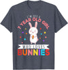 I'm Just a 7 Year Old Girl Who Loves Bunny Rabbit Girl T-Shirt in Heather Blue