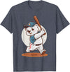 Adorable Polar Bear Baseball Theme Design Cute Polar Bear Playing Baseball Design Adorable Baseball T-Shirt - Heather Blue
