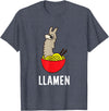 Funny Llama And Alpaca Gifts Funny Llama LLamen Noodles Chinese Food Llama T-Shirt - Heather Blue