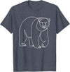 Modern Minimalist Wildlife Line Art Graphic Minimalist Polar Bear Single Line Art Drawing T-Shirt - Heather Blue