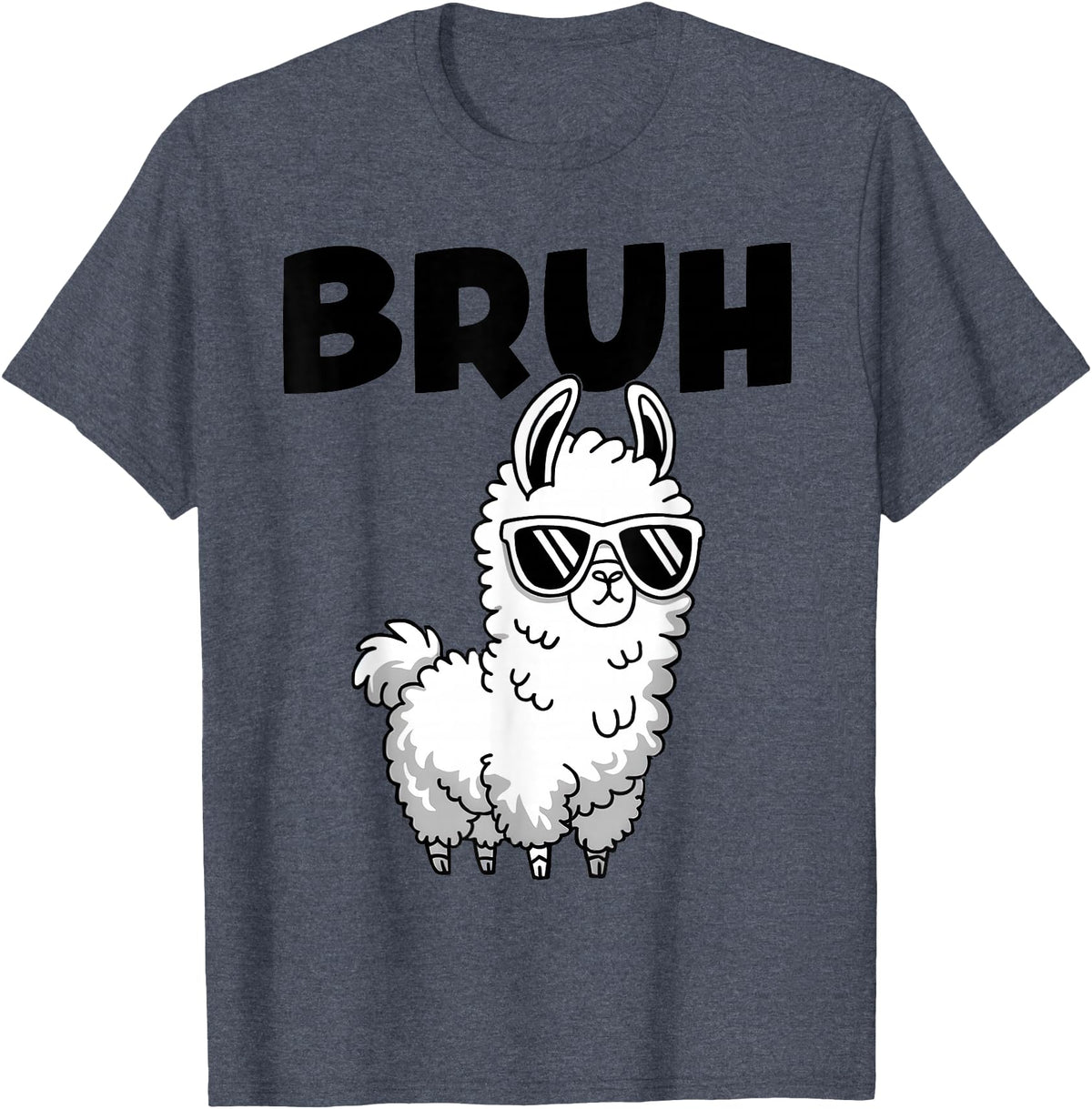 Bruh Llama Sunglasses by LazyPanda Bruh Llama Funny Alpaca Llama Boys Kids Girls Trendy Graphic T-Shirt - Heather Blue
