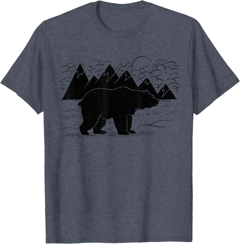 Black Bear Wildlife Animal Wilderness Graphic T-Shirt - Heather Blue