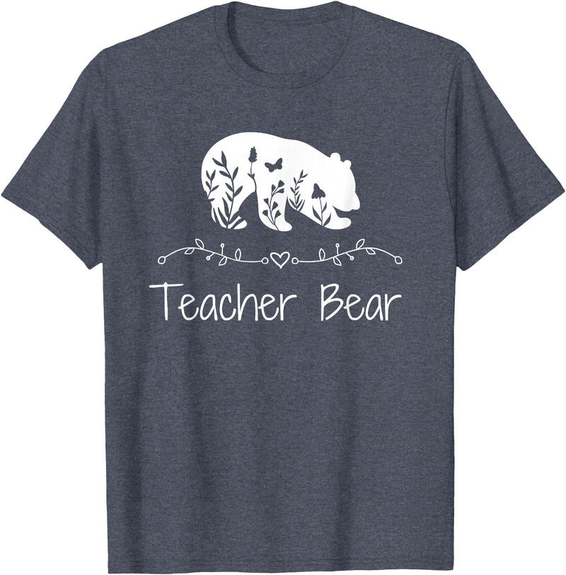Teacher Bear Funny Teachers back to school Gifts Teacher Bear For Educators - Teacher Appreciation T-Shirt - Heather Blue