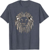 Teeshire Lion Head Tshirts Silver Lion Head Portrait Safari Animal Novelty Gift T-Shirt T-Shirt - Heather Blue