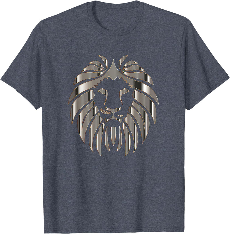 Teeshire Lion Head Tshirts Silver Lion Head Portrait Safari Animal Novelty Gift T-Shirt T-Shirt - Heather Blue