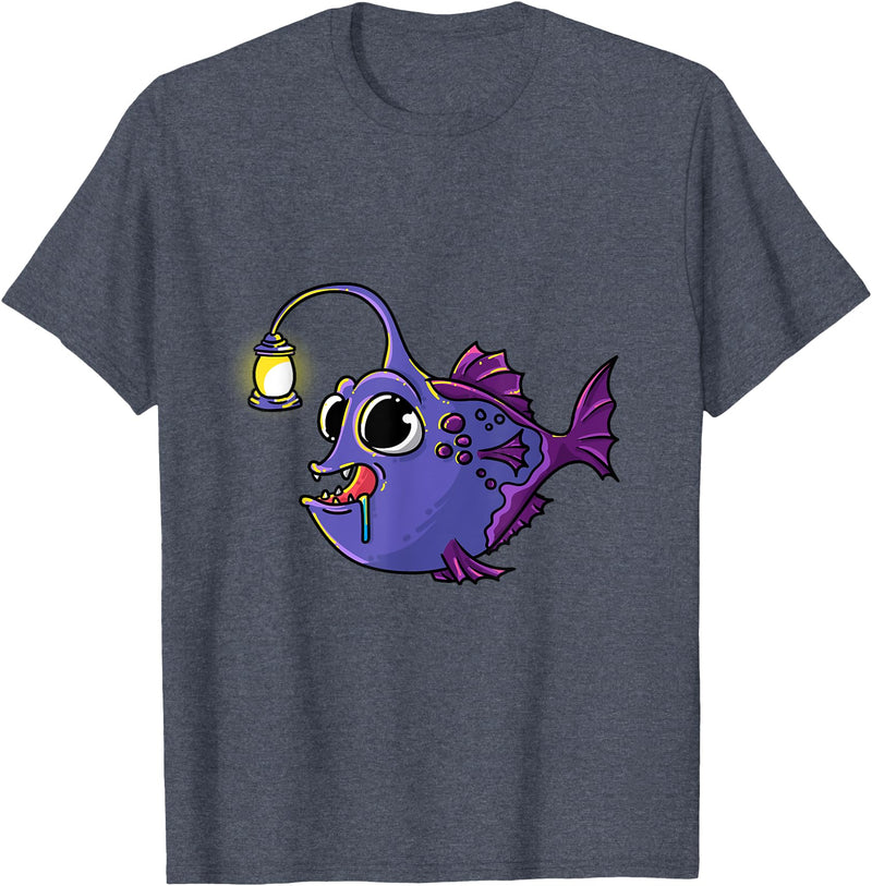 Anglerfish Anglers Fishing Gifts Ideas & Aquarists Deep Sea Anglerfish Laternfish Angler Fish Sea Monster T-Shirt - Heather Blue