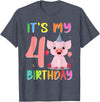 Pig Lover Shirt Farm Birthday Boy Girl Gift It’s My 4th Birthday Pig for Pig Lover 4 Year Old T-Shirt - Heather Blue