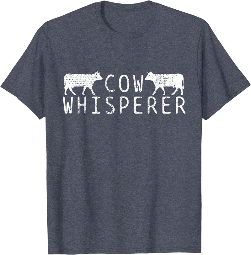 Farmers Farmer Cow Whisperer Vintage T-Shirt - Heather Blue