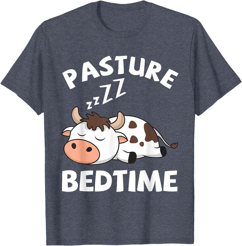 Cow Lovers Gifts Co. Pasture Bedtime Cows Lovers Funny Livestock Breeder Cow Farm T-Shirt - Heather Blue