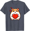 Cute Hamster Funny Valentines Heart Lover Men Women Kids T-Shirt - Heather Blue