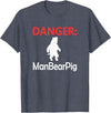 Funny Tees Danger Man Bear Pig T-Shirt - Heather Blue