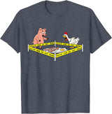 Mr Ben Thanksgiving Police Line Do Not Cross Pig and Chicken Funny Food T-Shirt - Heather Blue