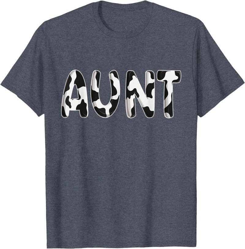 Cow Pattern Print Family Matching Birthday Shirts Cow Aunt Birthday Family Matching Mothers Day Boy Girl Farm T-Shirt -
