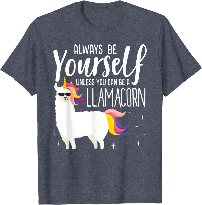 Llamacorn Clothing Always be a Llamacorn T Shirt | Fantasy Magic Llama Unicorn T-Shirt - Heather Blue
