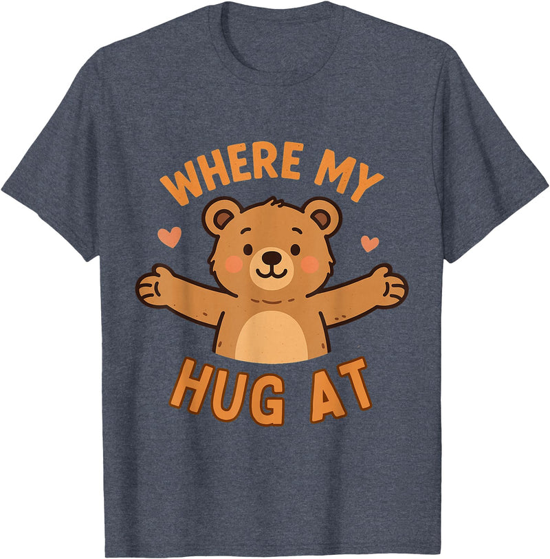 Where My Hug At Co. Where My Hug at Bear Hug Graphic T-Shirt - Heather Blue