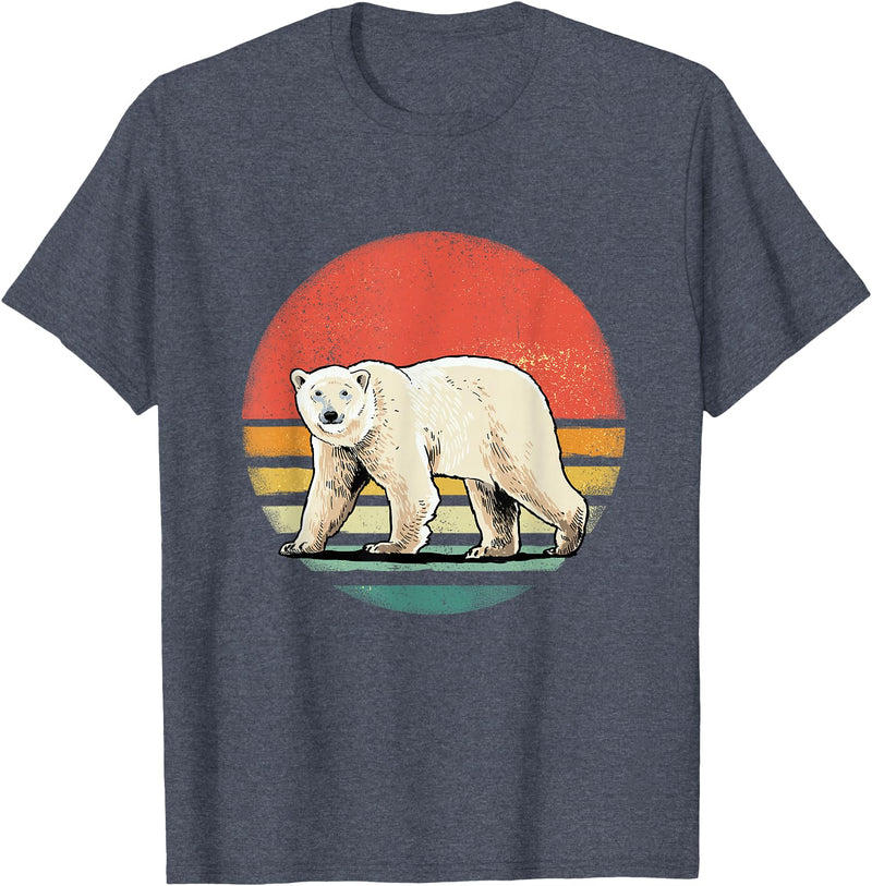 Wowsome! Vintage Polar Bear Tshirt Retro Arctic Animal Bear Lover T-Shirt - Heather Blue