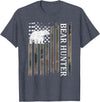 Bear Hunter & Bear Hunting Ideas Bear Hunter American Flag Bear Hunting Lover T-Shirt - Heather Blue