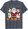 Christmas Polar Bear Santa Elf Reindeer Holiday Cute Christmas Polar Bears in Santa Elf and Reindeer Costume T-Shirt - Heather Blue