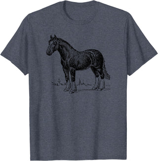 Horse Clydesdale Shirts Horse Clydesdale Workhorse Simple Graphic T-shirt T-Shirt - Heather Blue