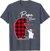 Family Bear Matching Christmas Buffalo Plaid Papa Bear Christmas Pajama Red Buffalo Plaid T-Shirt - Heather Blue