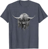 Scottish Highland Cows by brodyquixote Hamish The Scottish Highland Cow Portrait T-Shirt - Heather Blue