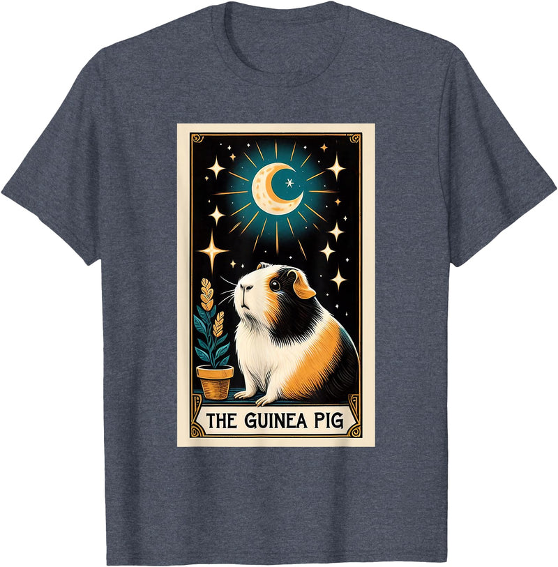 Cute Guinea Pig Tarot Card Star with the Moon Men Women Kids T-Shirt - Heather Blue