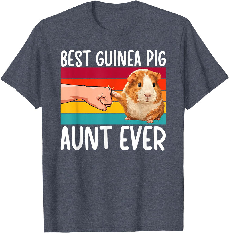 Best Guinea Pig Auntie Best Guinea Pig Aunt Ever Guinea Pig Owner Guinea Pig Lover T-Shirt - Heather Blue