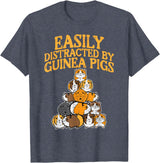Guinea Pig Shirts For Men Women Kids Gift Easily Distracted by Guinea Pigs Funny Cavy Men Women Kids T-Shirt - Heather Blue