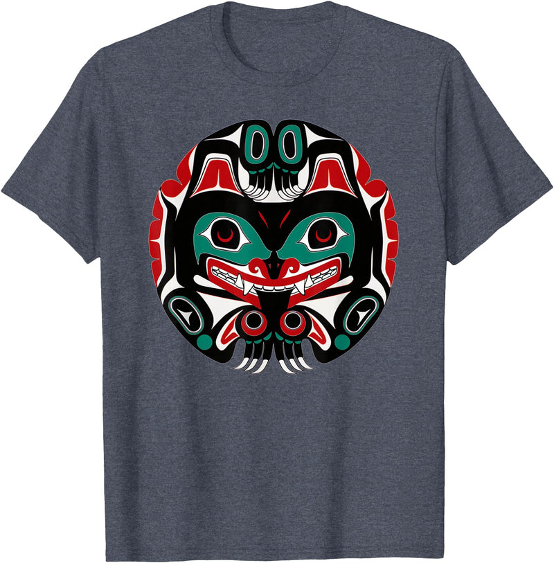 Tribal America Alaska Native American Art Tlingit Eagle Tribal Bear Clan T-Shirt - Heather Blue