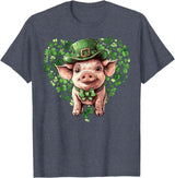 Irish Pig Lover St. Paddy’s Day Funny St. Patrick’s Day Pig Lucky Shamrock Irish Farm T-Shirt - Heather Blue