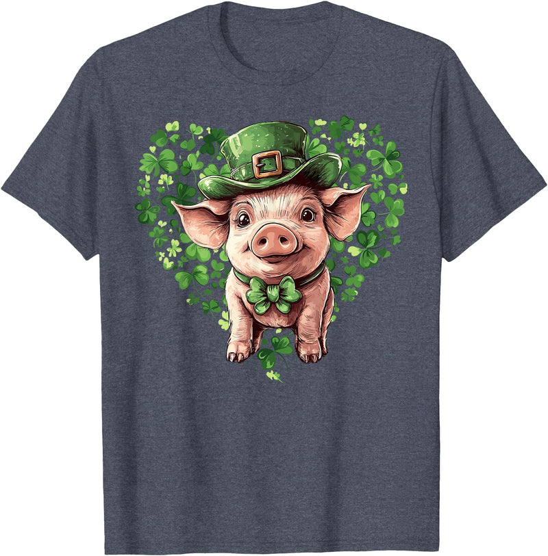 Irish Pig Lover St. Paddy’s Day Funny St. Patrick’s Day Pig Lucky Shamrock Irish Farm T-Shirt - Heather Blue