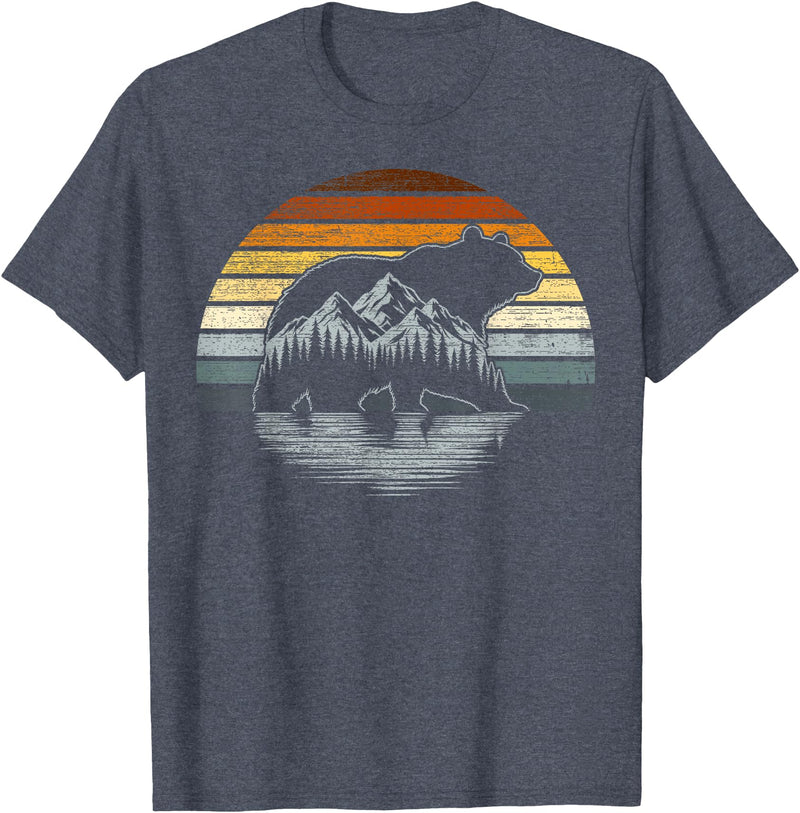 Bear Community Bear Brotherhood Gay Men Gifts Bear Pride Retro Mountain Nature Gay Bear Flag T-Shirt - Heather Blue